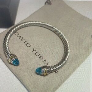David Yurman Silver Bracelet with Blue and Gold Accents